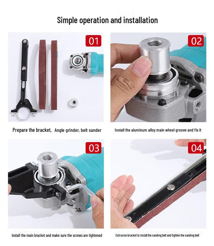 100 Type Angle Grinder To Belt Sander Conversion Kit - Rust Removal & Polishing Tool for Woodworking