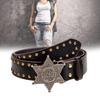 Fashionable Jeans Belt with Buckles All-Matched Design Western Cowgirl Waist Belt Star Rivets Punk Wide Belt Decorations