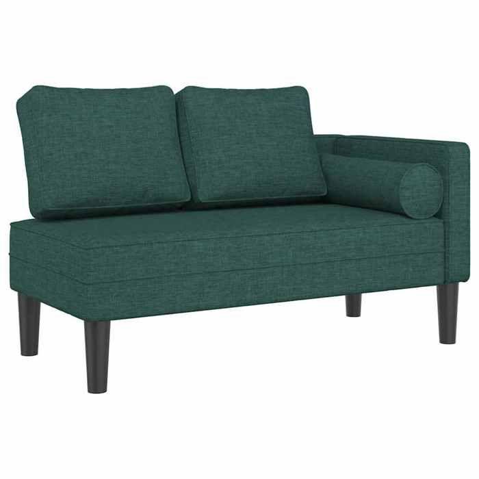 VidaXL Chaise longue avec coussins vert foncé tissu, canapé rembourré, canapé pour chambre à coucher, canapé à 2 places, 4007582
