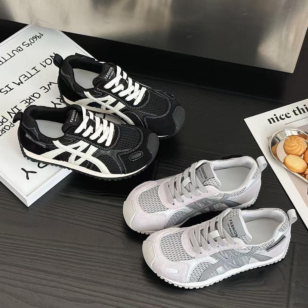 Trendy New Matte Women's Autumn Sports and Leisure Shoes Mesh Surface Breathable Flat Bottom Comfortable