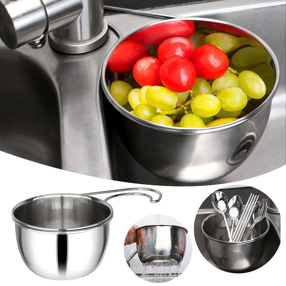 

Drain Water Basket Sink Drain Basket Stainless Steel Filter Storage Shelf Storage Drying Rack 24.2x14.5x9cm