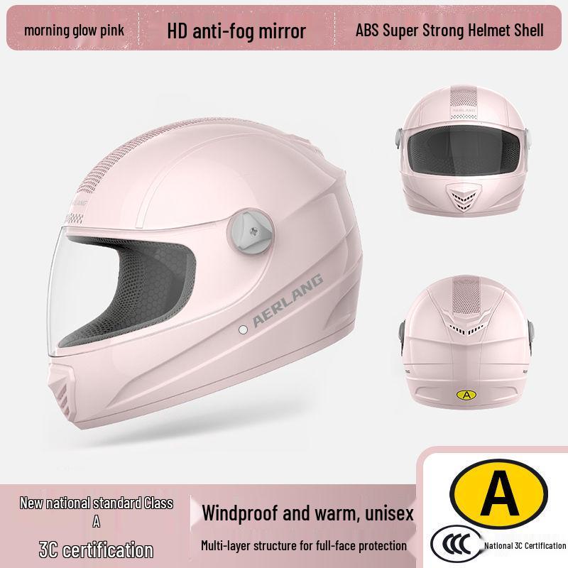 

2025 Electric Motorcycle Helmet: Warm, Anti-Fog, Unisex, for Autumn/Winter Sun Protection Lens рожевий
