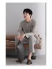 Men's Sporty Lycra Cotton Pajama Set - Long-Sleeved Pullover and Long Pants for Casual Homewear (Spring/Autumn)