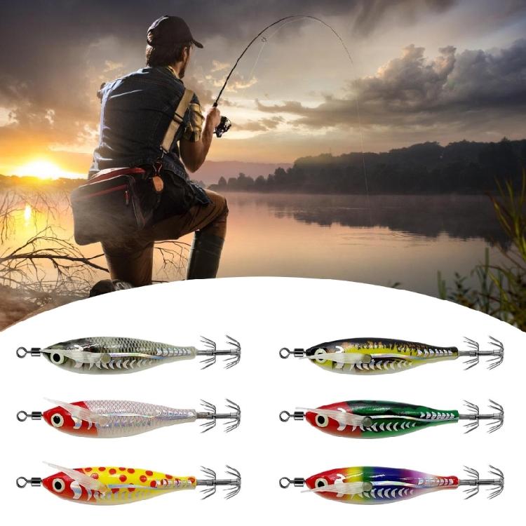 Luminously Squid Jig Hook Fishing Lures Baits Hard Artificial Shrimp Baits with Hook Hard Night Fishing Baits Enduring