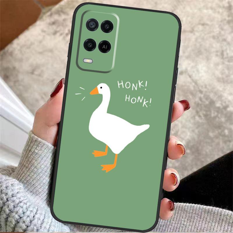 Cute Cartoon Duck Case For Oppo A38 A74 A94 A54 A18 A58 A78 A98 A80 A60 A40 A96 A76 A16 A15 A17 A57 A77 A5 Pro