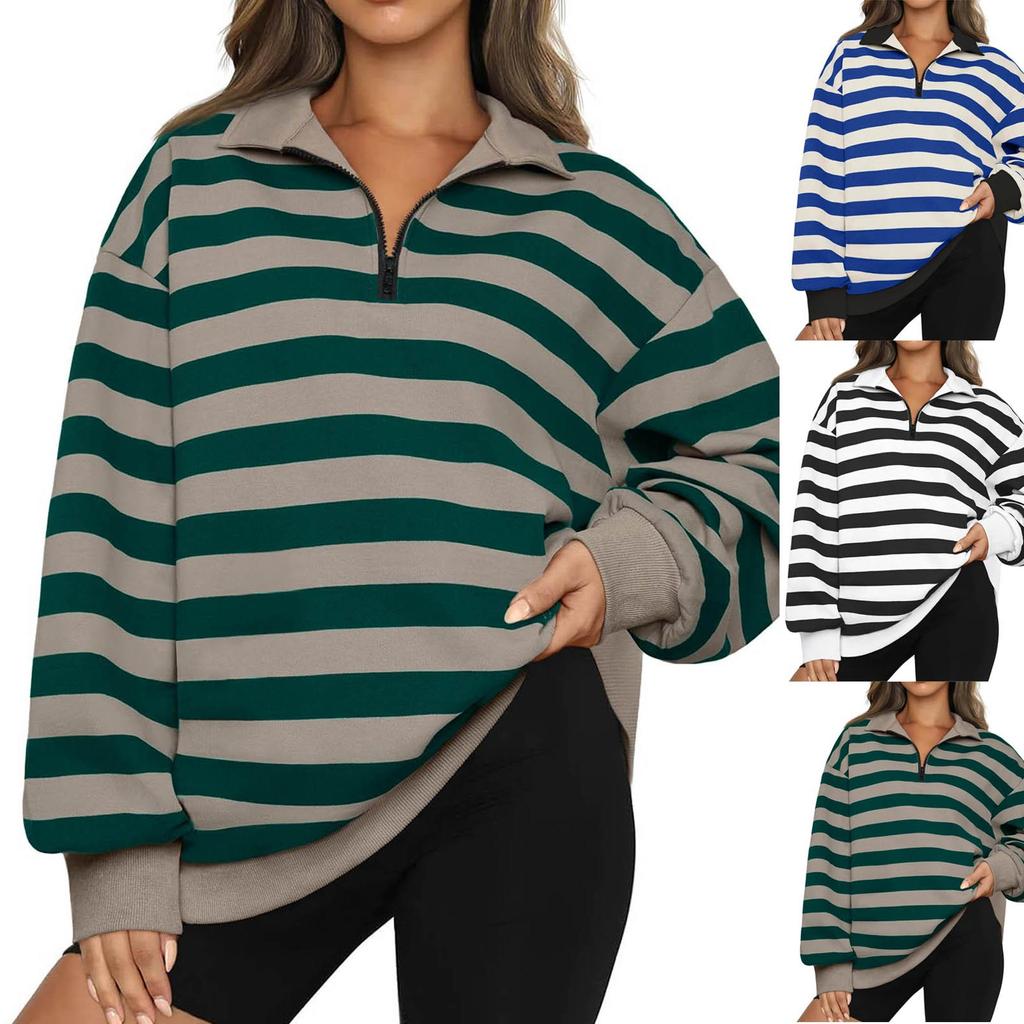 Women Half Zip Sweatshirt Long Sleeve Collared Quarter Zipper Pullover Tops Fall Outfits
