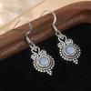 Vintage Moonstone Inlaid Punk Style Silvery Plated Dangle Earrings Women's Exquisite Elegant Banquet Wedding Jewelry Accessories