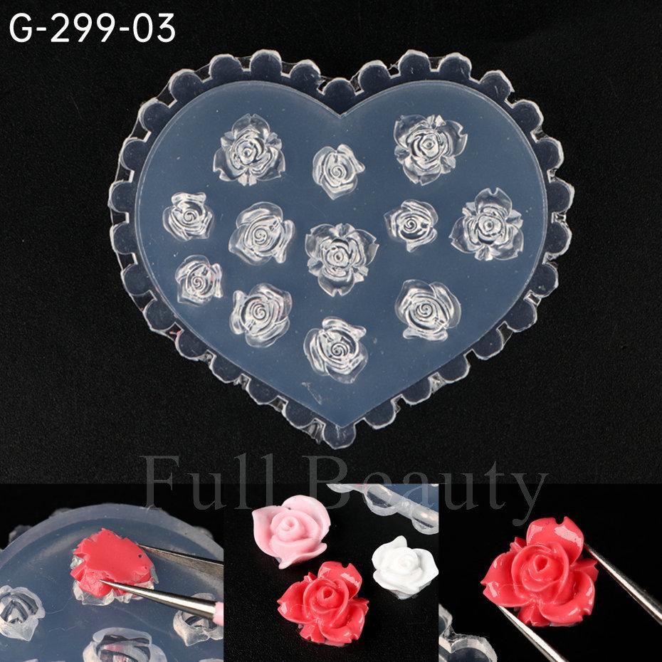 Nail Art Silicone Mold, Mushroom Tulip Peach Blossom Flower Leaf Mango Three-Dimensional Engraving Mold