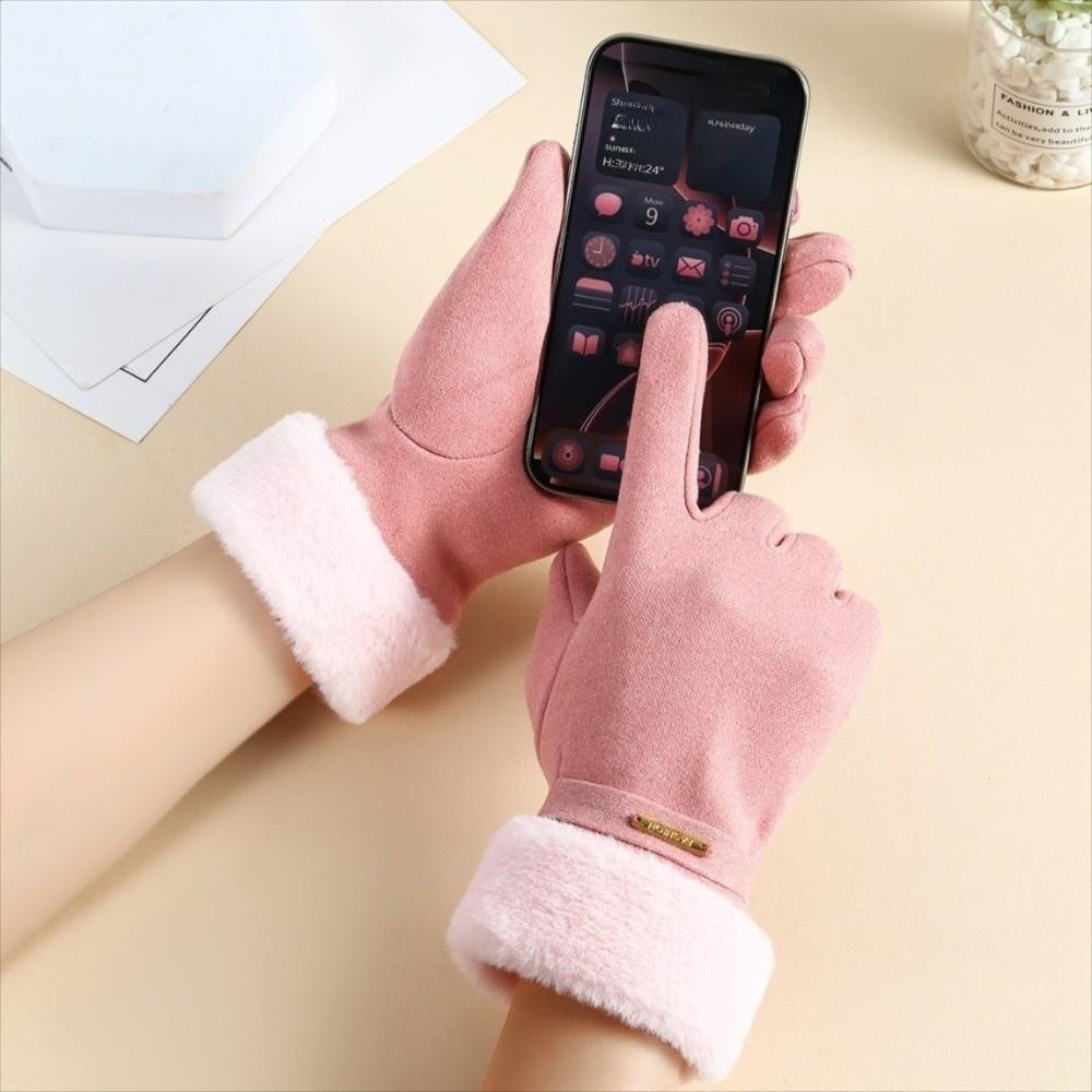 Gifts Touch Screen Winter Warm Gloves for Women Plus Velvet Anti-slip Full Finger Sports Gloves Warm Tools Cold-proof Gloves