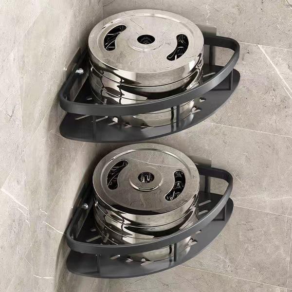 Punch-Free Aluminum Corner Bathroom Storage Rack