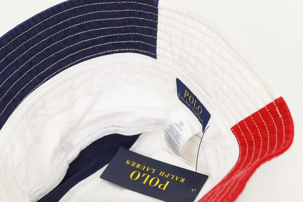 (Polo Ralph Lauren) Men's and Women's Logo Print Tricolor Cotton Bucket Safari Hat Cap 01080015-LXL-MULTI [Used]