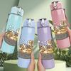 1PC Ramen Bowl Cartoon Vintage Pattern 750ml Color Plastic Sports Water Bottle Leakproof Flip Straw Lid Suitable for Sports Office Home Use