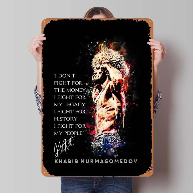 Khabib Metallskylt Boxningsaffischer Dekoration för Heminredningsartiklar Vintage Plåtskylt Plakett för Väggkonstdekoration Kaffebar