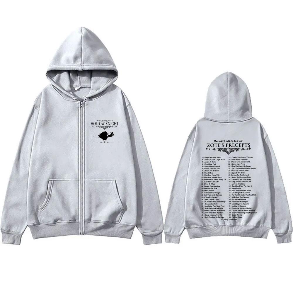 Game Hollow Knight Double Sided Print Zipper Hoodie Men Women Unisex Fashion Casual Zip Up Hoodies Male Vintage Oversized Jacket Coat