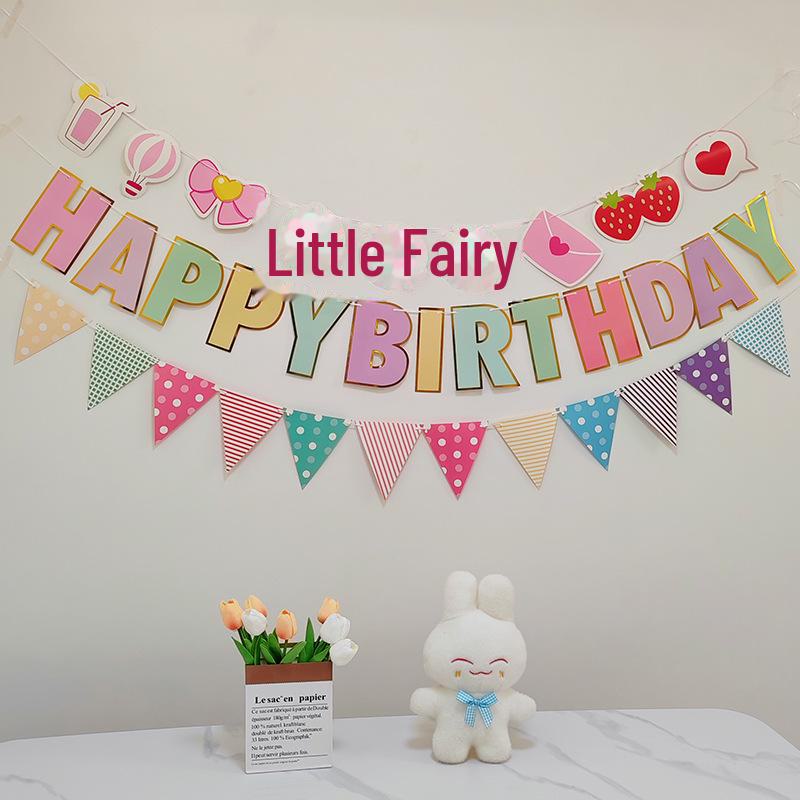 Colorful Happy Birthday Flag Decoration for Baby's First Birthday Photoshoot