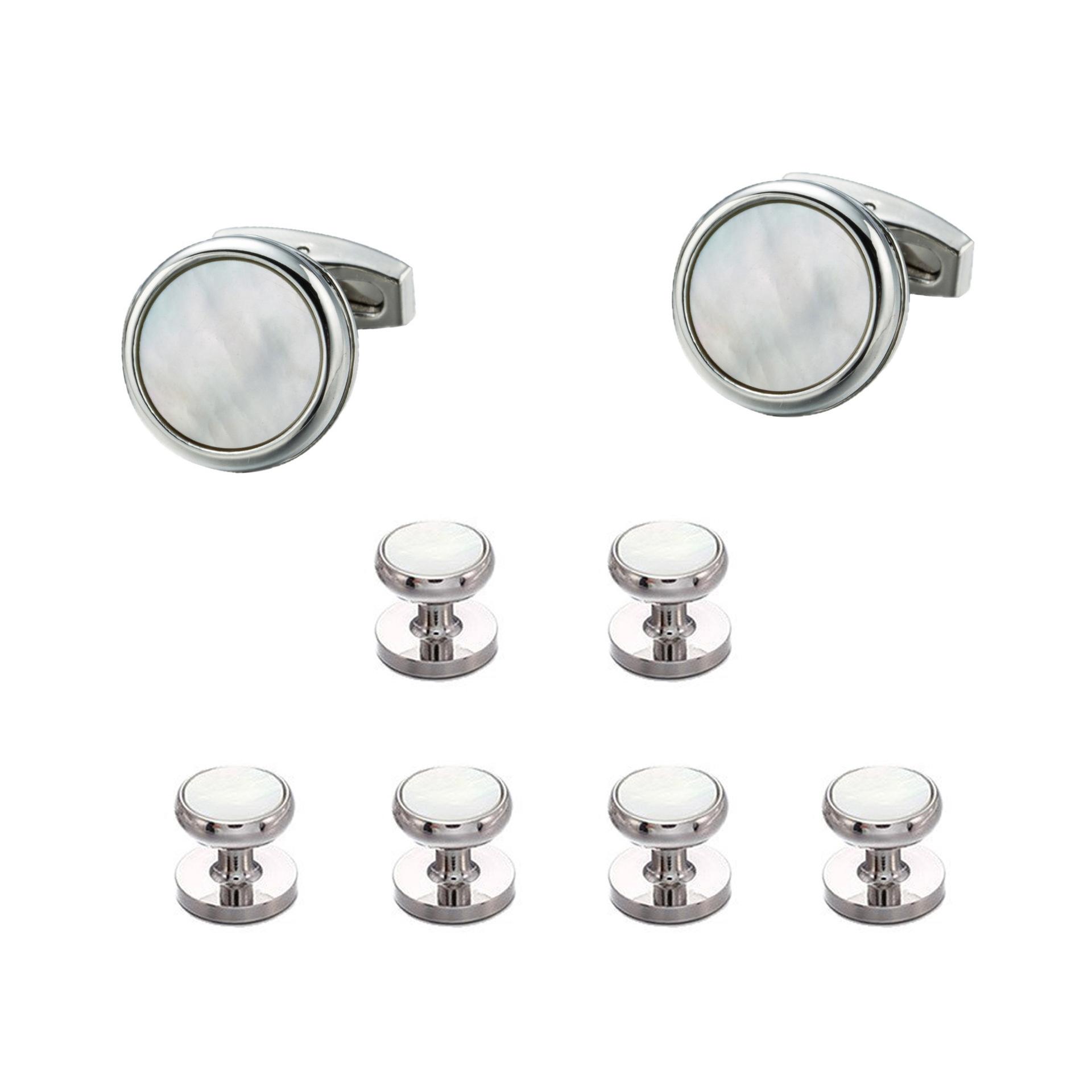 

Eight-piece placket buckles, simple French shirt dress cufflinks, dress sleeve nails, high-quality shell cuffs, accessories routine срібний