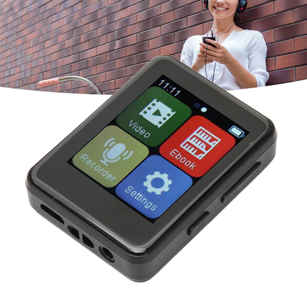 MP3 Player   5.0 Intelligent HD Noise Reduction FM Radio Electric Book 1.8inch Full Touchscreen MP3 Player