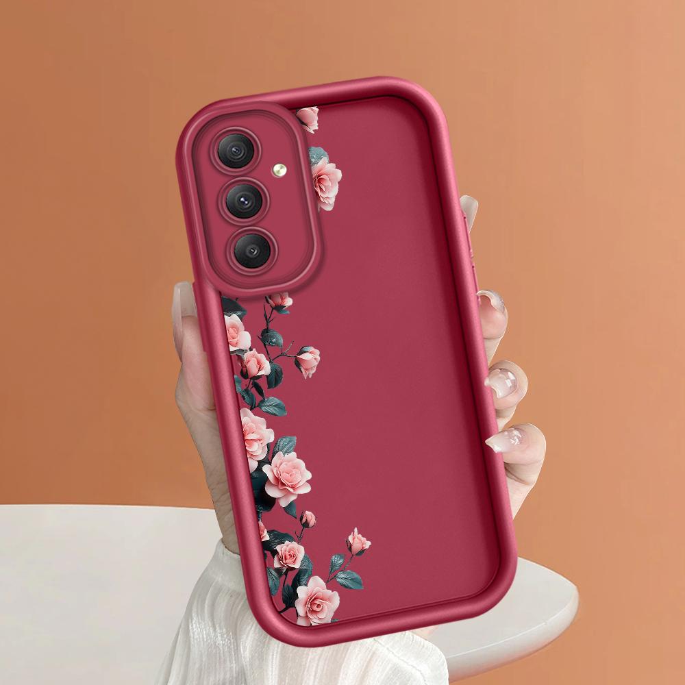 

Мягкий силиконовый квадратный чехол с рисунком лестницы для телефона, полное покрытие, противоударный защитный резиновый чехол для камеры для Samsung Samsung A52 темно-красного