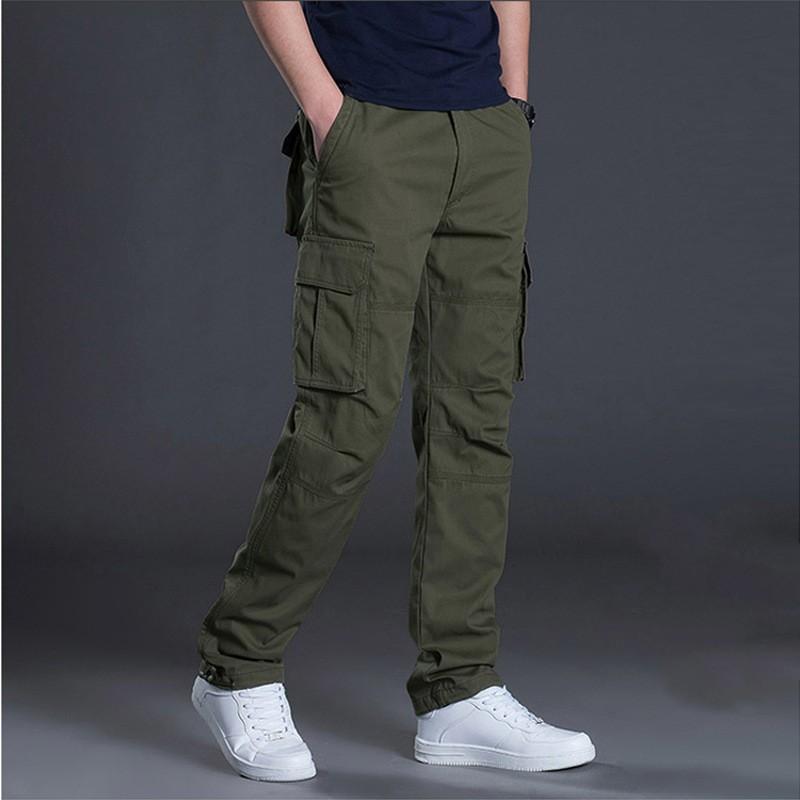 Men's Spring and Autumn Multi-Pocket Outdoor Sports Loose Workwear Pants Solid Color Casual Long Pants