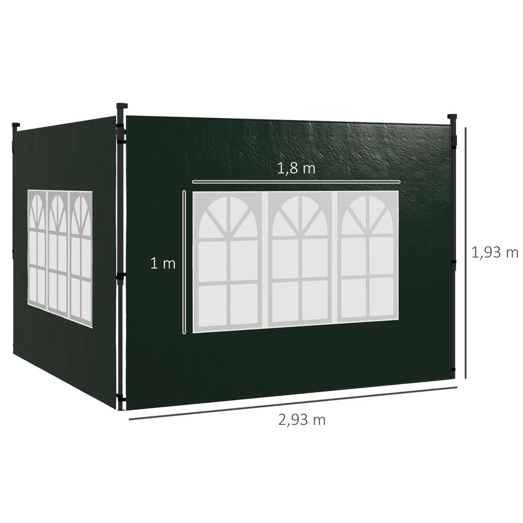 Set of Two 3 X 3m Gazebo Frame Replacement Walls - Green