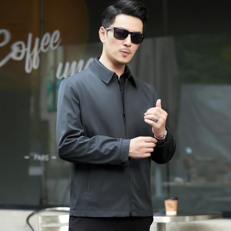 

Весенне-осенняя куртка из шелка папы из шелка, мужская, деловая, повседневная, не требующая глажки, с верхом, не дающим морщинам, тонкая куртка для госслужащих среднего возраста 195