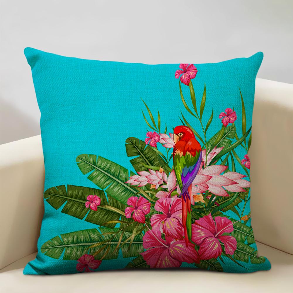 African Parrot Flamingo Plant Cushion Set Home Art Decoration Sofa Pillow Cafe Waist Pillow Pillow Printed Multicolor Patterns