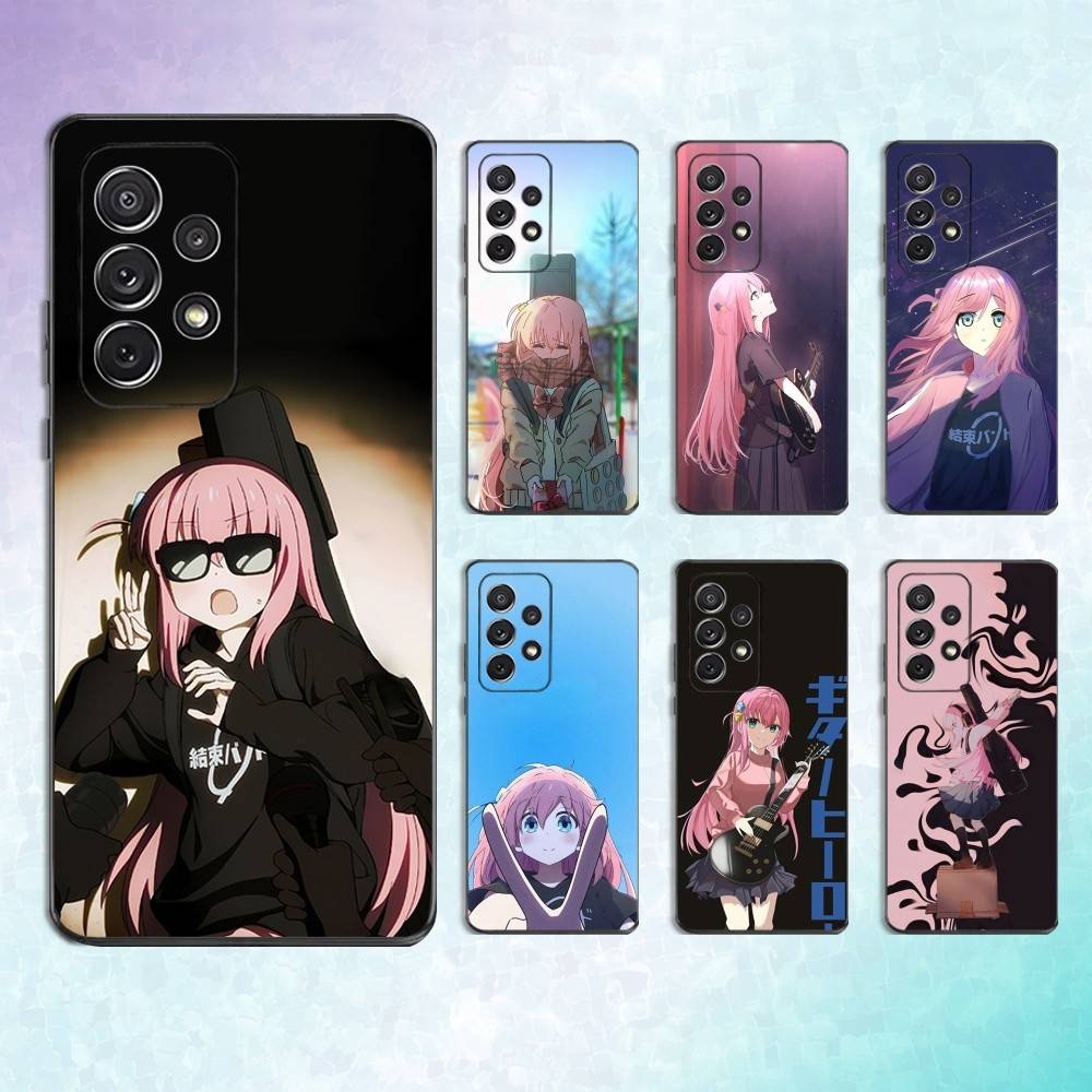 Cartoon B-Bocchi The R-Rock Phone Case For Samsung S25,S24,S23,S22,S21,S20,S10,Ultra,Plus,Lite,FE,Soft Silicone Black Cover
