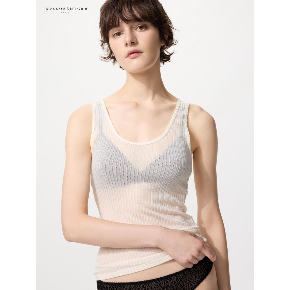 Uniqlo Heattech Cashmere Blend Pointelle Tank Top