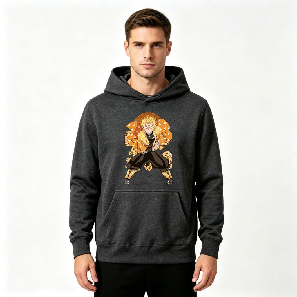 Anime Character Print Men Pullover Hoodie Casual Long Sleeve Hooded Sweatshirt For Men