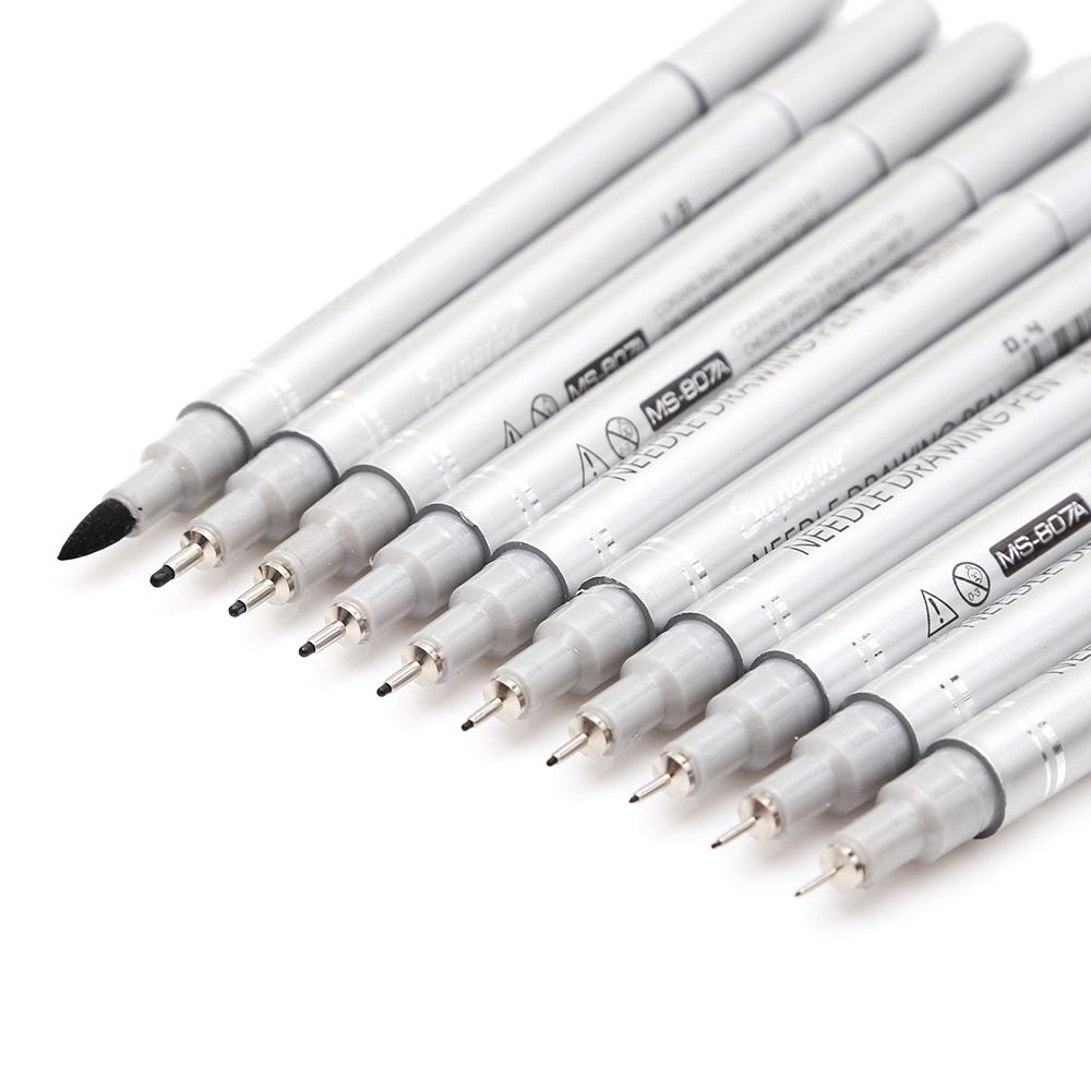 Premium 10pcs Micron Neelde Drawing Fine Line Pen Hand Lettering Pens Waterproof Pigment Sketch Markers Pen for Design Art Supplies