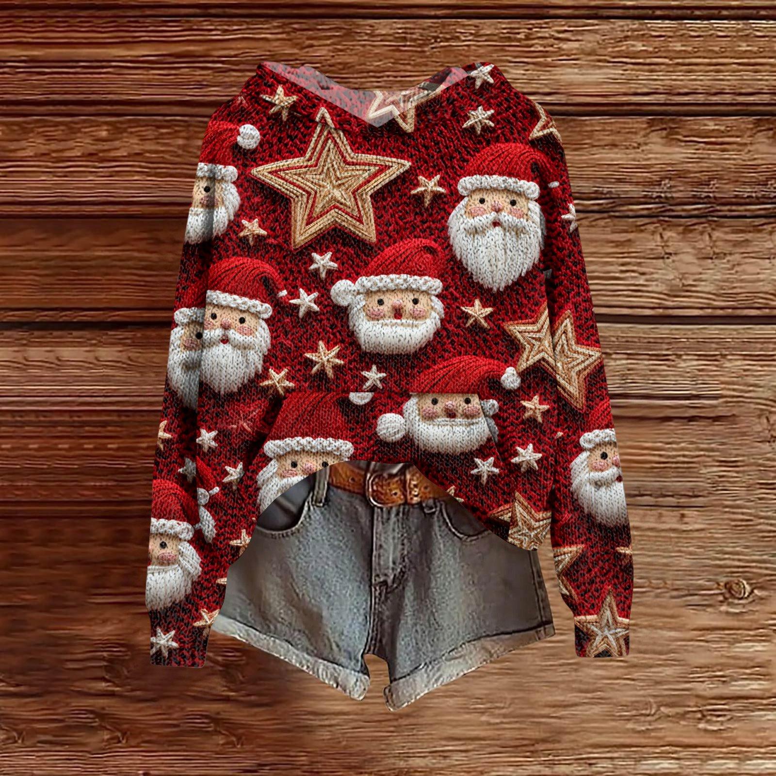 

Женская модная повседневная толстовка с капюшоном и длинными рукавами с принтом XL красный