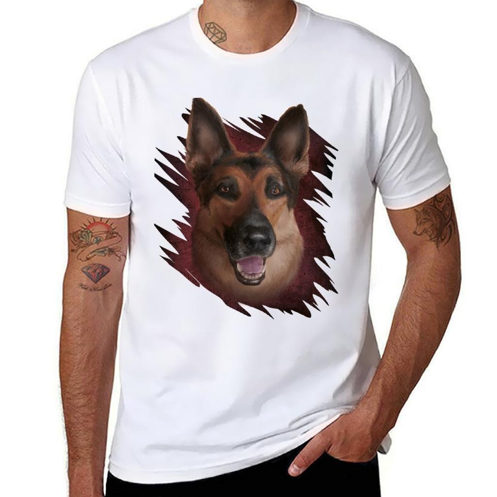Gerunisex Shepherd Portrait Tshirt Anime T Shirts Oversize T Shirts For Unisex Slim Fit Tshirt