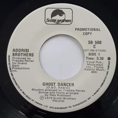7inch Record ADDRISI BROTHERS  Ghost Dancer SB500PROMO SCOTTI BROS. 1979 Canada Dance  Electronica Used