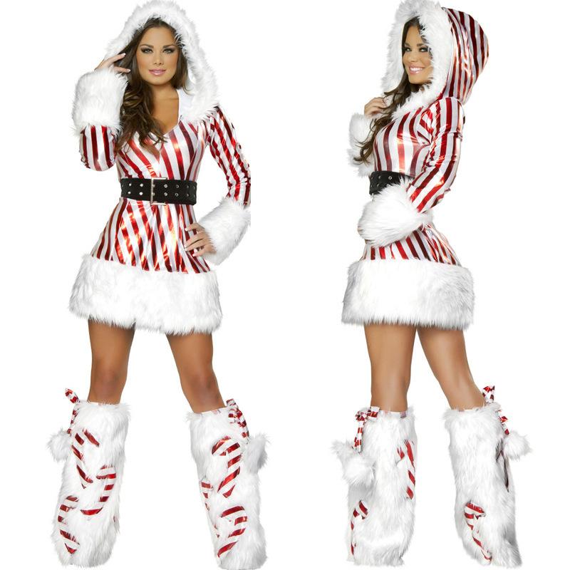 Fru. Julenisse Kostyme Damer Hettekjole Lang Kjole Juleantrekk for Cosplay Julefest