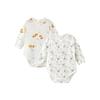 [Hapipana] Baby Rompers, Long Sleeves, Set of 2, Thin, 95% Cotton Elastic Material, Newborn Combination Underwear, Baby Clothes, Underwear, Meeting