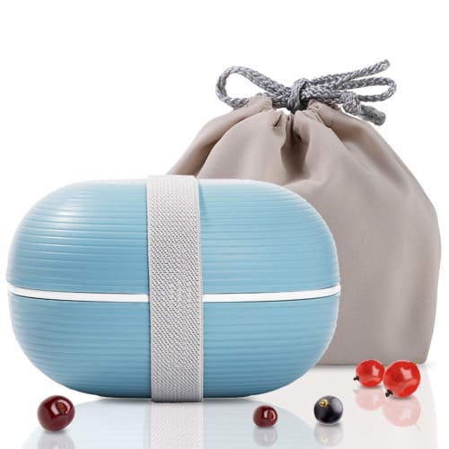 

Macaron Two-Tier Lunch Box, Stylish and Cute, for Women, Men, Office Workers, and Students (Mist Blue, 590ml)