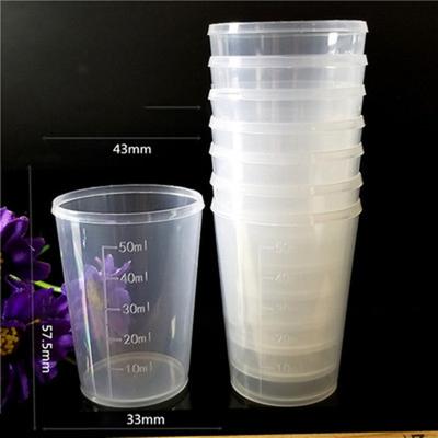 Messbecher aus Kunststoff 50 ml Transparent Klar Flüssigkeit Küchenwerkzeug Ohne Griff