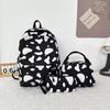 Schoolbag backpack, college student capacity, casual printing three-piece lunch bag, light weight for primary and secondary school students