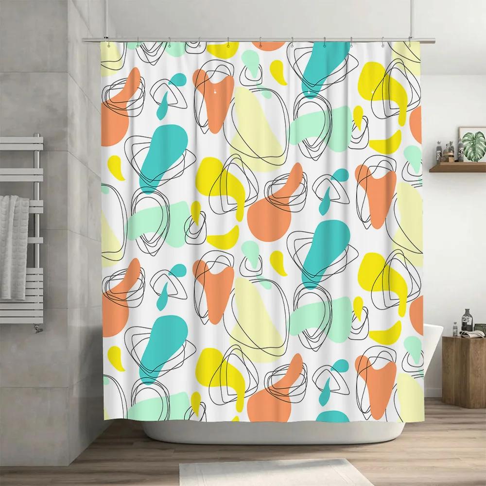 Modern Colorful Shower Curtain with Abstract Design Perfect for Bathroom Decor! Waterproof Fabric Available in Multiple