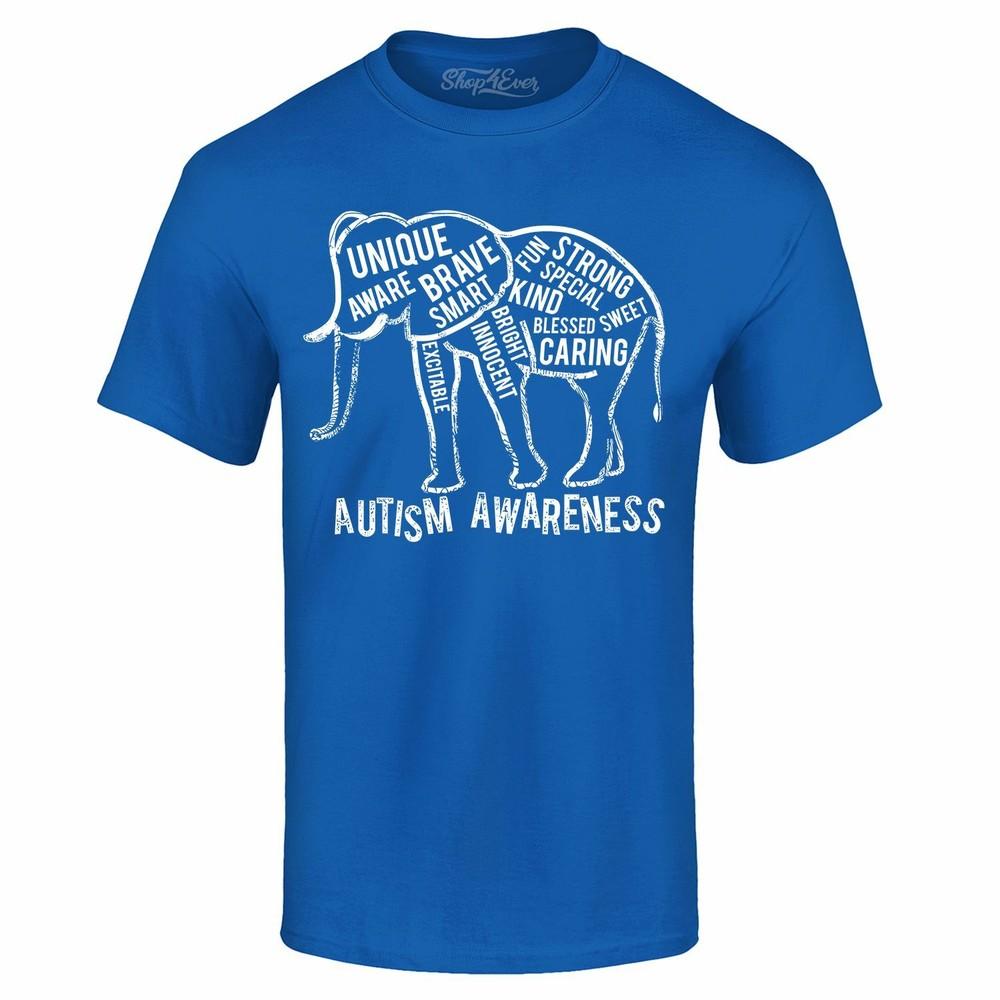 Autism Awareness Elephant T-shirt Unique Strong Blessed Fun Autism Dad Shirts