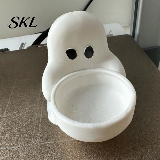 Ghost Themed Home Decoration Halloween Candle Holder, Cute 3D Printed Tea Light Holder for Decor Scented Candles, Small Tabletop Candy Dish