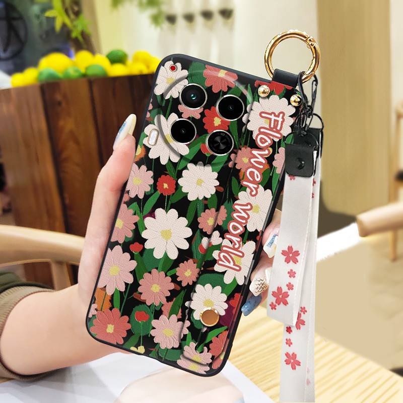 Waterproof Durable Phone Case For Tecno Camon30/4G/5G/CL6/CL7 Oil Painting Soft Case Kickstand Wristband Protective Ring