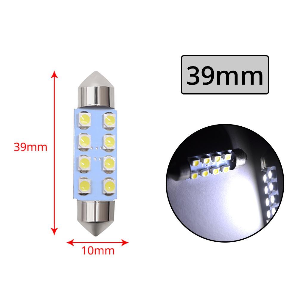 2pcs Interior Reading Light T10 31mm 39mm 41mm DC12V White 8SMD Door Dual Pointed Tail Trunk Lamp Dome Cars Waterproof Fog