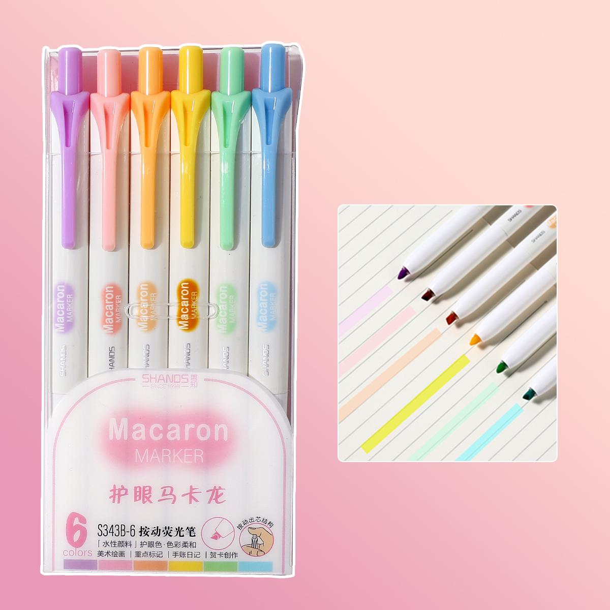6 шт. Выдвижной хайлайтер скошенный наконечник не растекается ассорти цветов хайлайтер выдвижной маркер очаровательный красочный хайлайтер Па