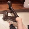 Stivali da Cavaliere Lunghi da Donna Autunno Inverno Nuovi Fondo Spesso Al Ginocchio Scarpe da Donna Moda Tacco Chunky Botas Feminina