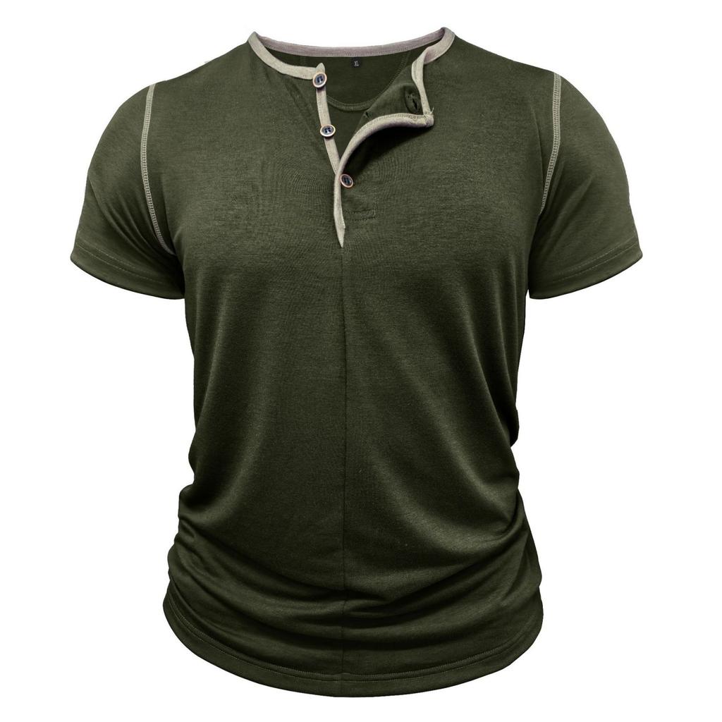 Men's Patchwork Short-Sleeve T-Shirt Neck Top