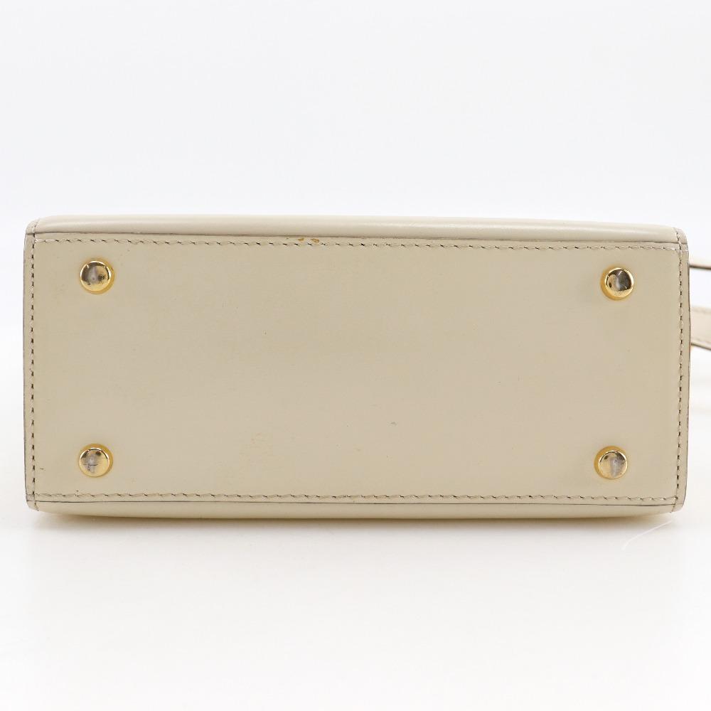 CELINE 2WAYShoulder Handbag vintage White Calfskin Women Used