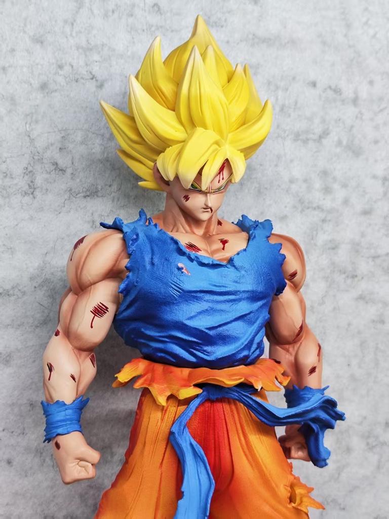 Dragon Ball Ys Junior 1 2 Super Saiyan Goku Gk Statue Model Anime Figure Battle Damage Edition Garage Kit Ornaments Boys Gifts