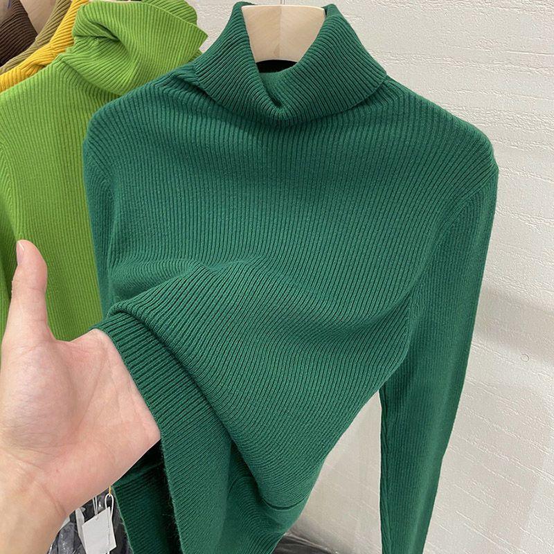 Women's Turtleneck Sweater Autumn Winter Long Sleeve Slim Fit Knitted Base Layer Fashionable Warm Top