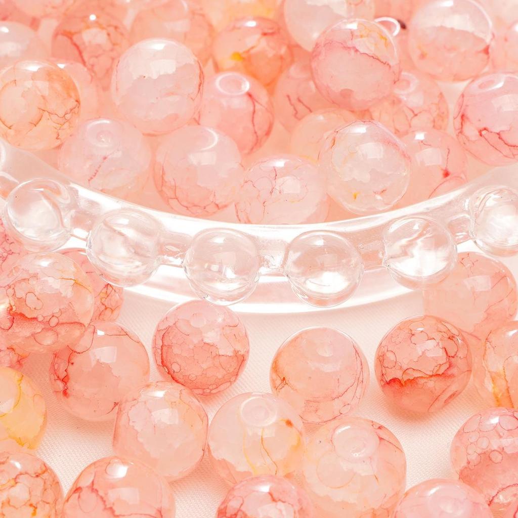 8-10mm Half-Sugar Bubble Glass Bead Bracelet - Handmade Round Loose Beads for Jewelry Making